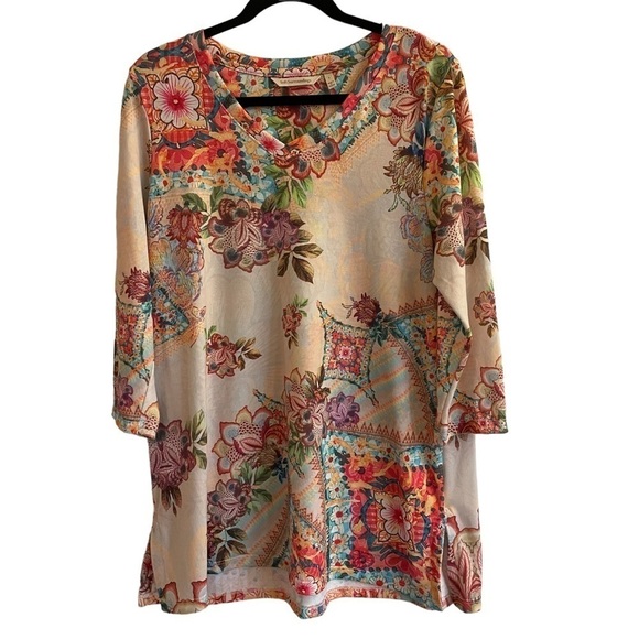 Soft Surroundings Sahara Flora Sublimation Tunic, Size L - Picture 2 of 7